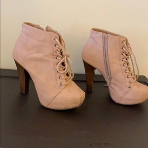 Lace up heeled ankle booties